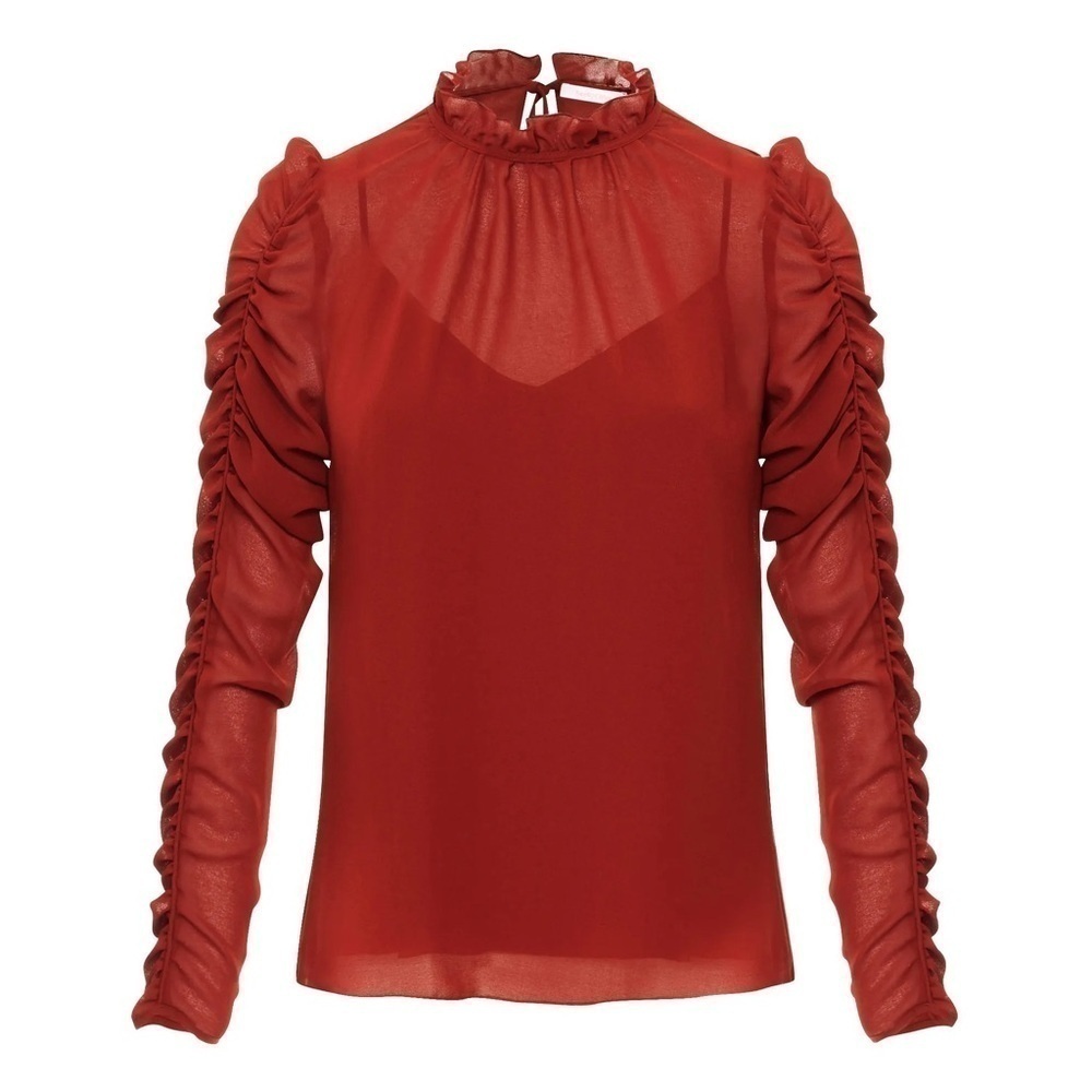 See By Chloe Fronces Mock Neck Blouse Sz36